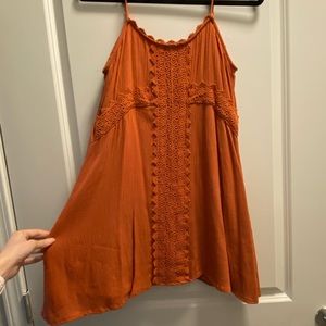Orange/burnt orange sundress with knit/lace accents - size S